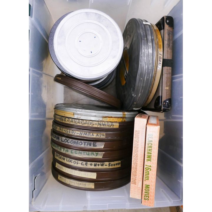 2 Boxes Vintage Train Movie Reels