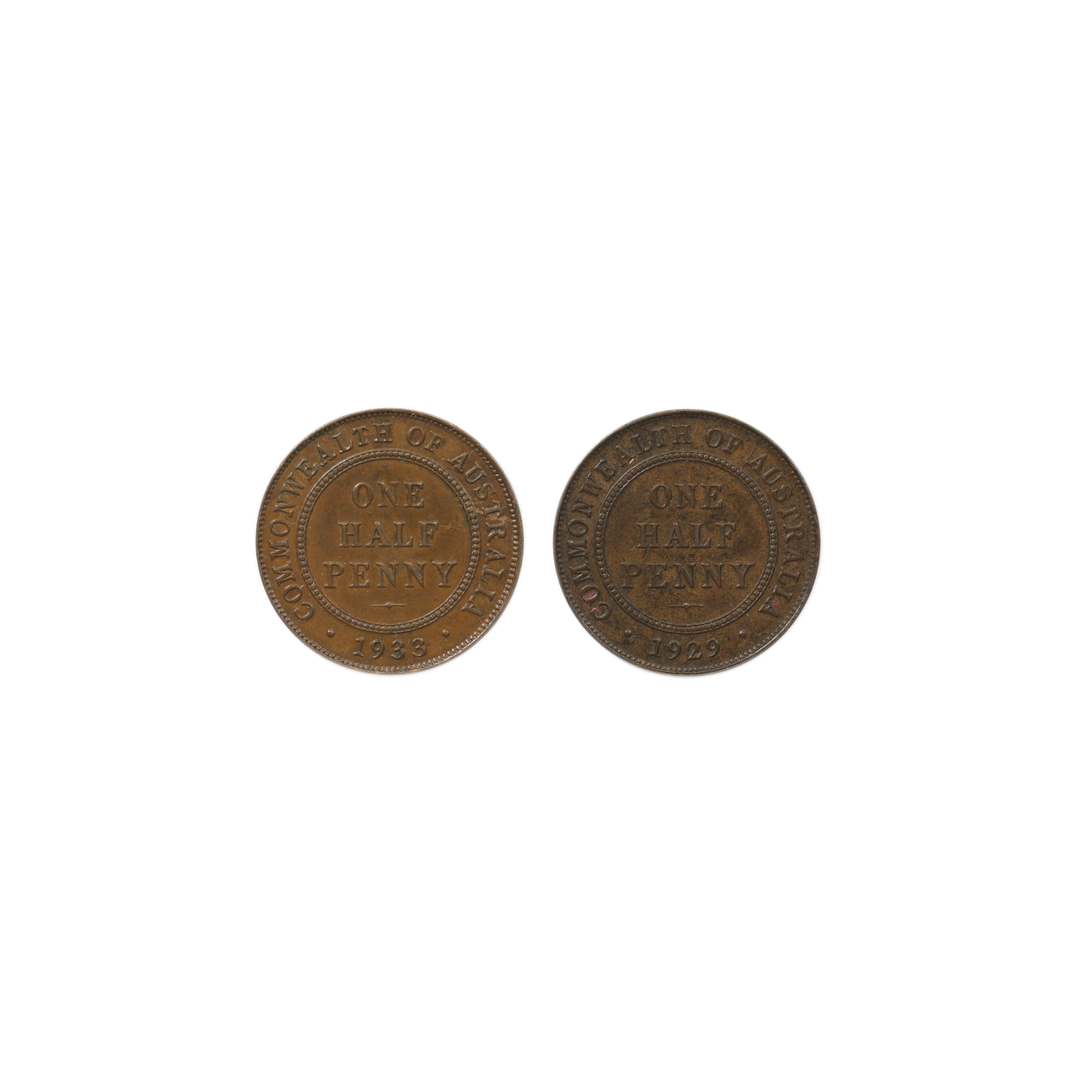 894. · Pair, George V, Half Penny, 1929 & 1933, aUNC