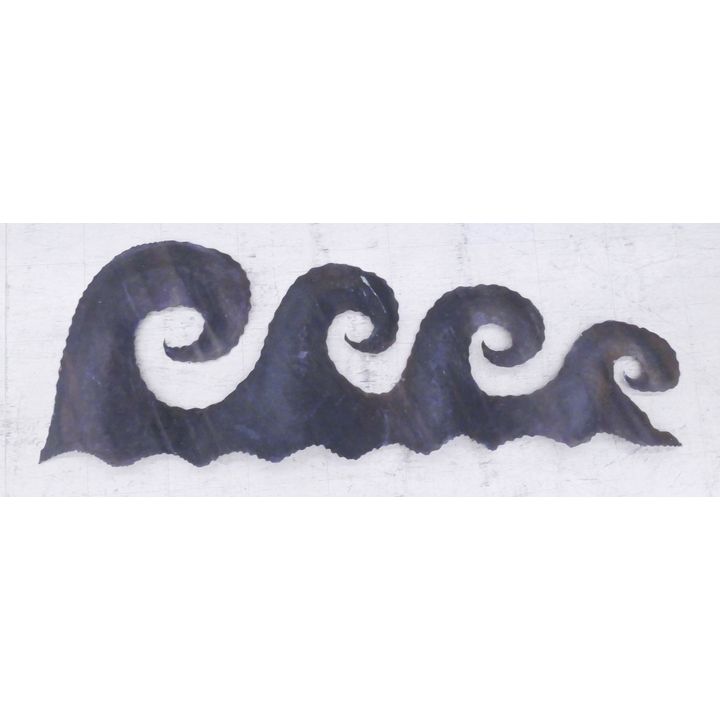 Large Cut Steel Wave Wall Hanging- 38x102" and 4" deep.