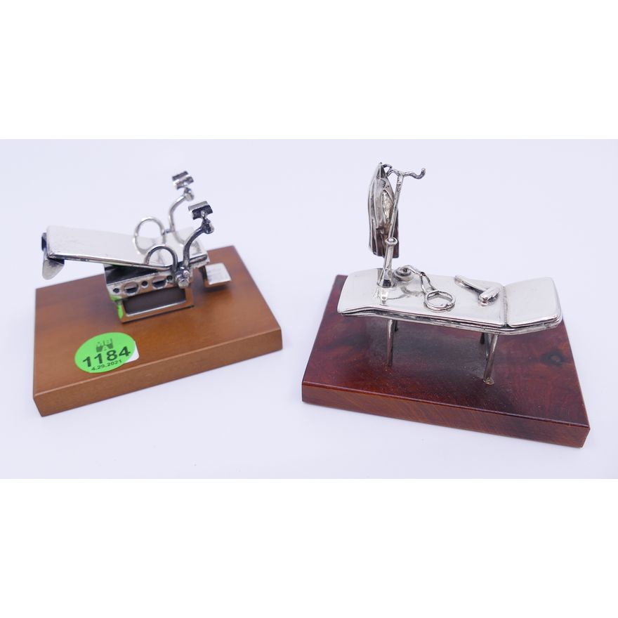 2pc Italian 800 Silver Miniature Doctor's Chairs- 3''
