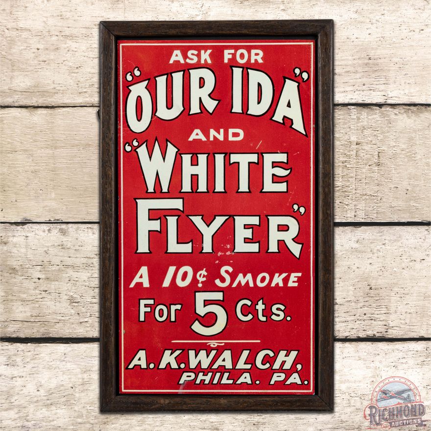 Ask for Our Ida and White Flyer 5 Cents Single Sided Tin Sign