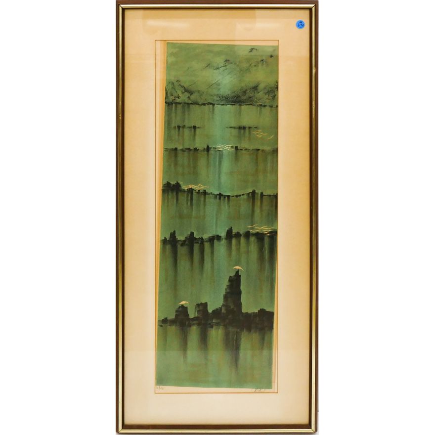 Richard Florsheim ''Gulls and Rocks'' AAA Lithograph Framed 37''x17''