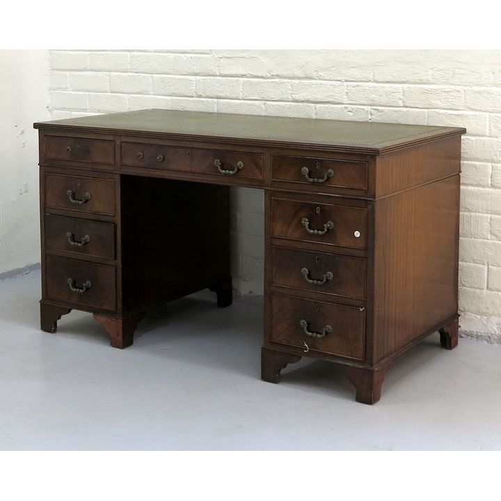 LEATHER INLAID PEDESTAL DESK