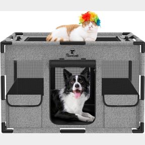 CAT DOG PLAYPEN, 81X61X61CM PORTABLE PUPPY PLAYPEN DOG PLAY PEN INDOORS WITH COVER AND GATE, TEAR RESISTANT THICKENED FABRIC WATER