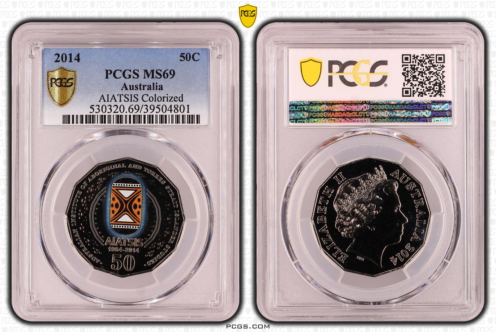 314 · AIATSIS Colorized, Fifty Cent, 2014, PCGS MS69
