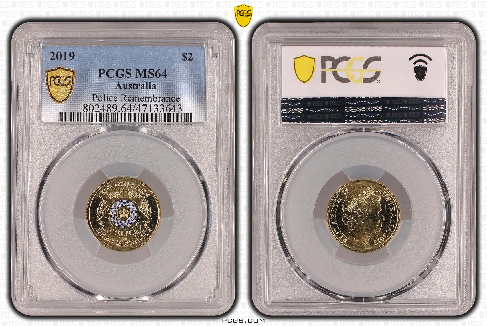 Elizabeth II, Police Remembrance, Two Dollar, 2019, PCGS MS64