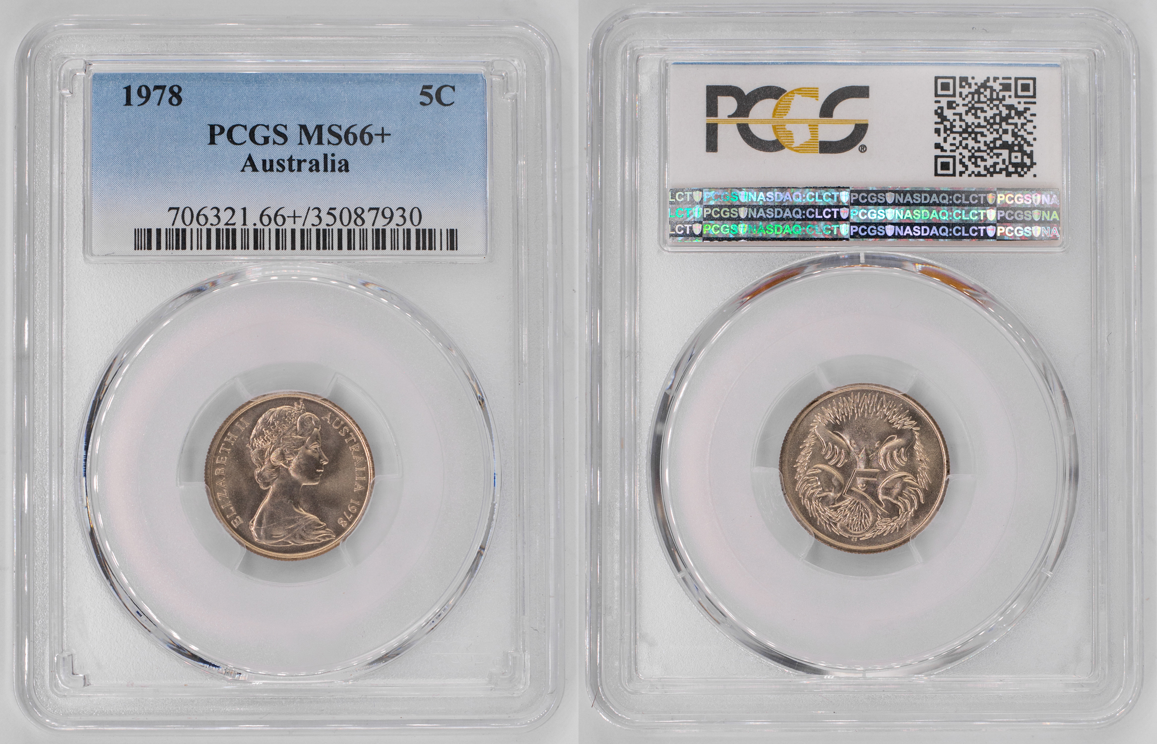 Elizabeth II, Five Cent, 1978, PCGS MS66+