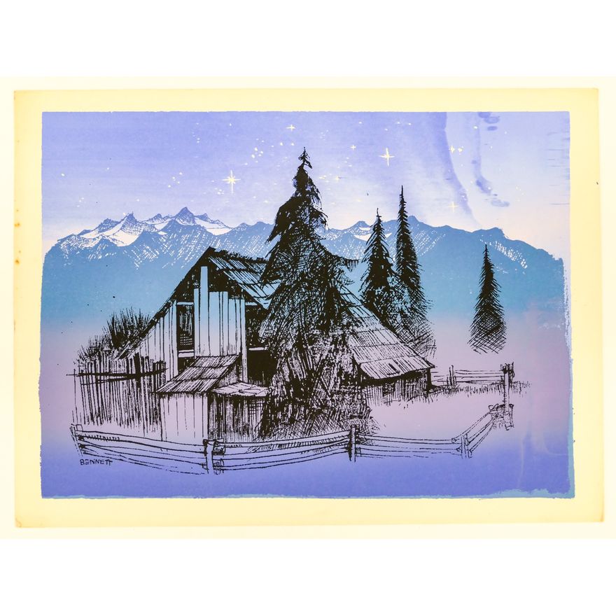Elton Bennett ''Barn at Twilight'' Signed Serigraph Sheet 9''x12''