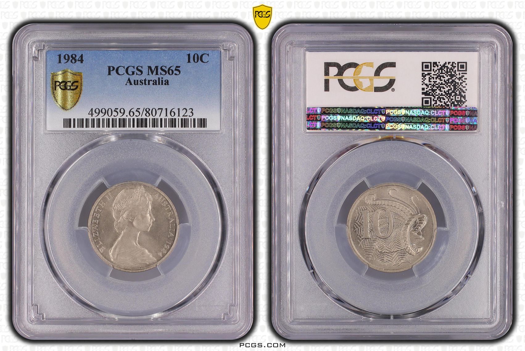 Elizabeth II, , Ten Cent, 1984, PCGS MS65