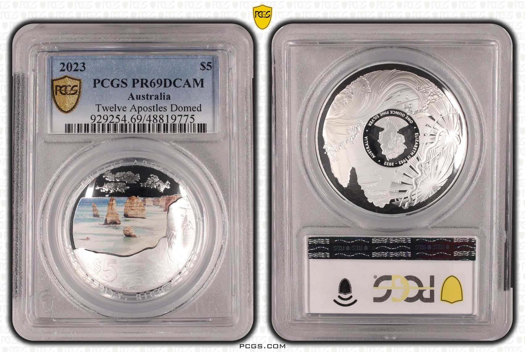 Twelve Apostles Domed Colorized, Five Dollar, 2023, PCGS PR69DCAM