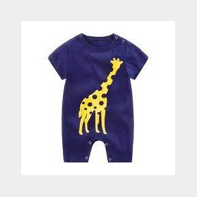Funky Giraffe Baby Romper - blue/yellow (0-3 months) - 51313/617