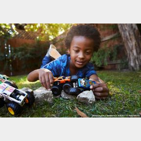 HOT WHEELS MONSTER TRUCKS TOY TRUCKS 2-PACK, DEMOLITION DOUBLES SET OF 2 VEHICLES IN 1:64 SCALE, FOR KIDS & COLLECTORS (STYLES MAY