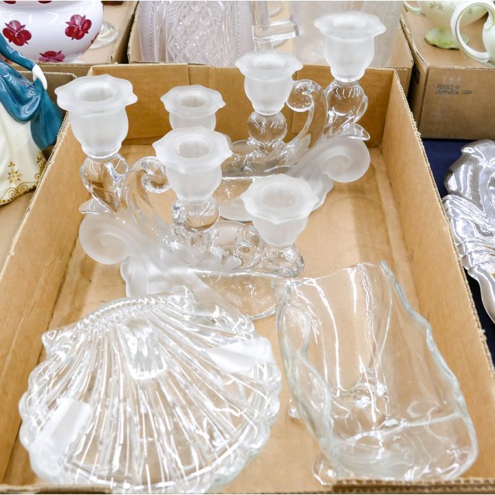 Box 4pc Frosted Triple Candelabra Etc.