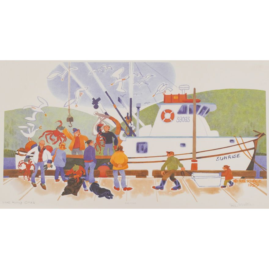 Rie Munoz ''Live King Crab'' 1999 Signed Print 14''x22.75'' Sheet.