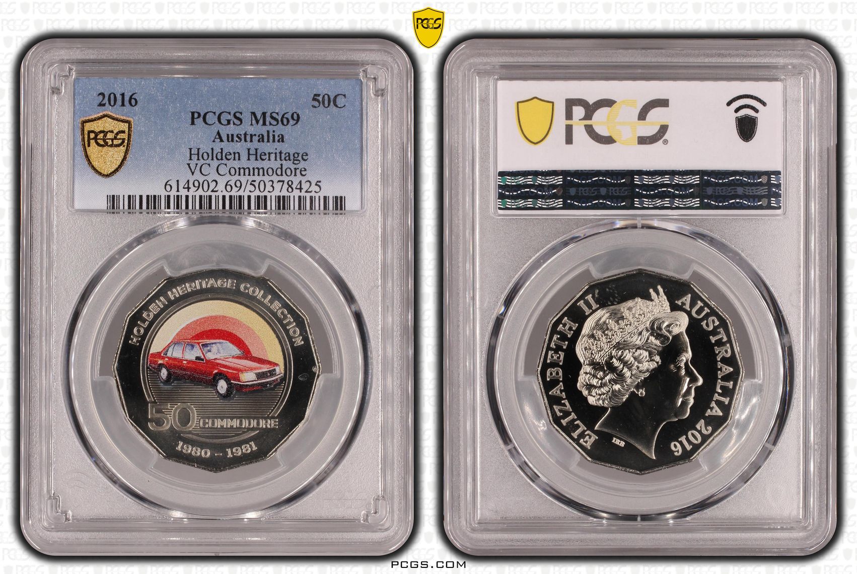 Holden Heritage - VC Commodore , Fifty Cent, 2016, PCGS MS69