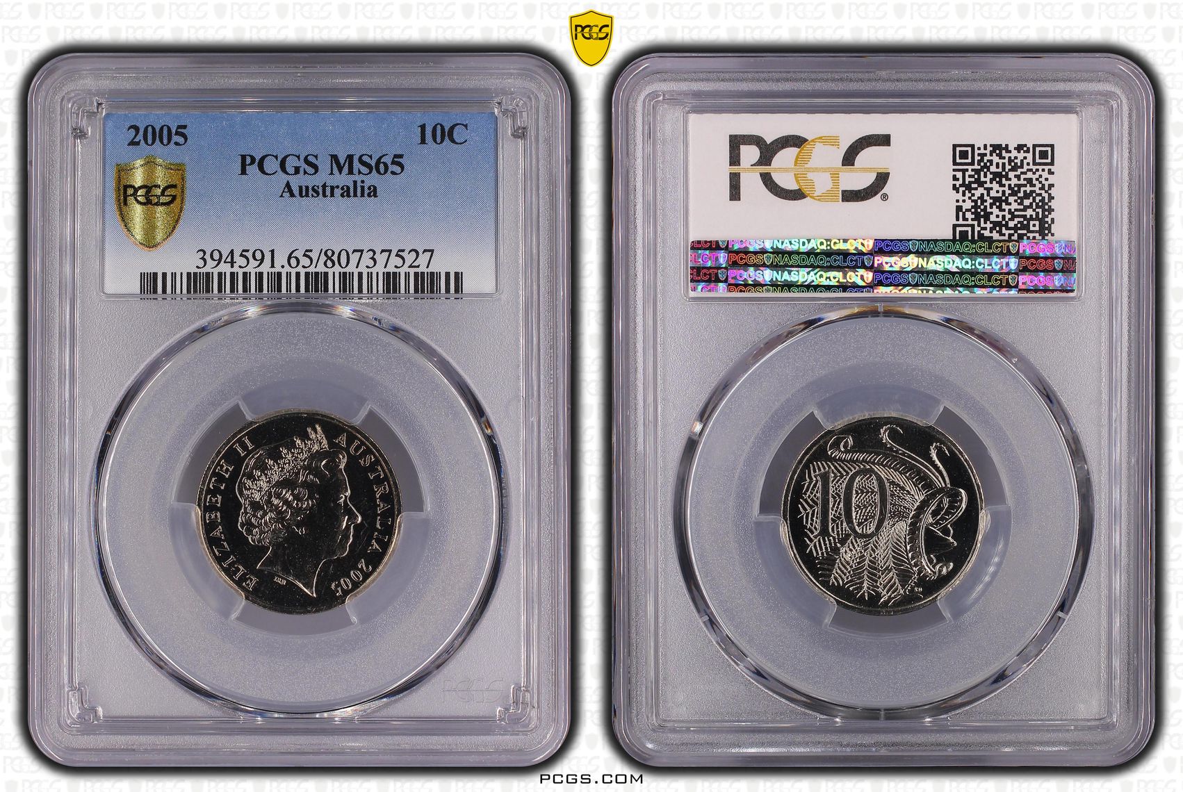 Elizabeth II, , Ten Cent, 2005, PCGS MS65