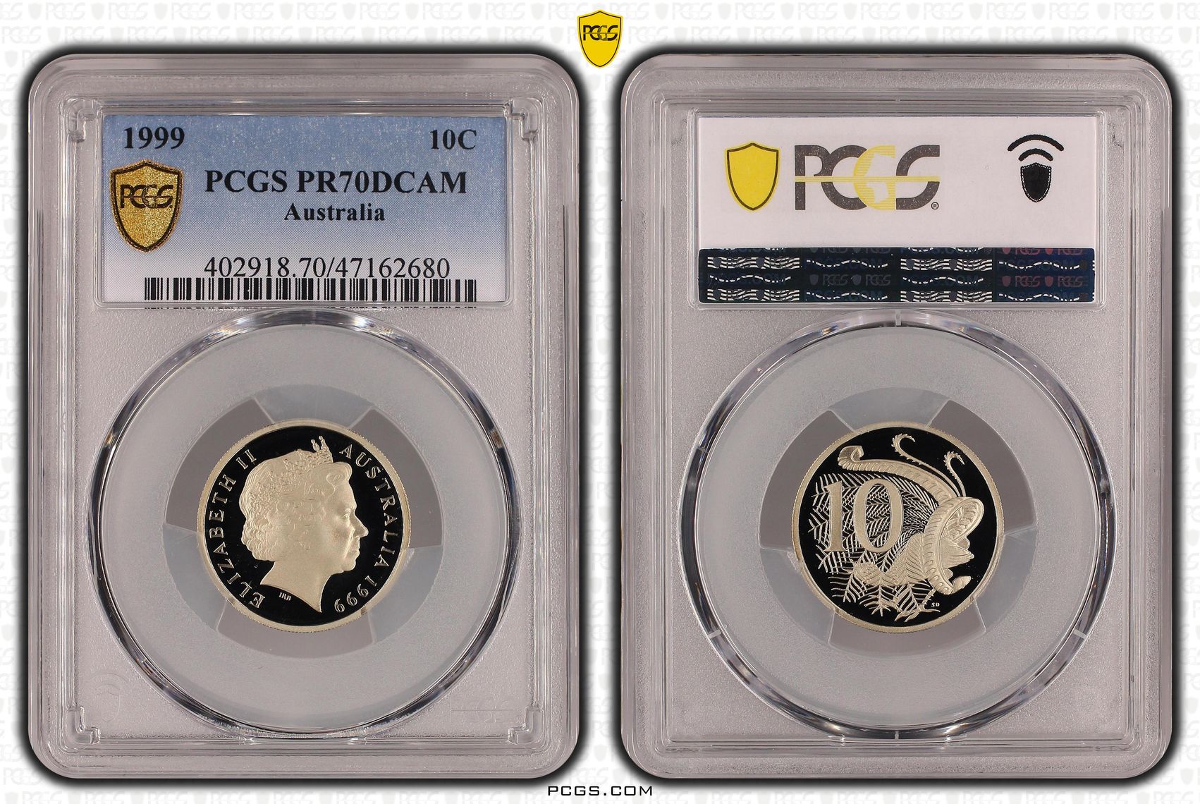 Elizabeth II, Ten Cent, 1999, PCGS PR70DCAM