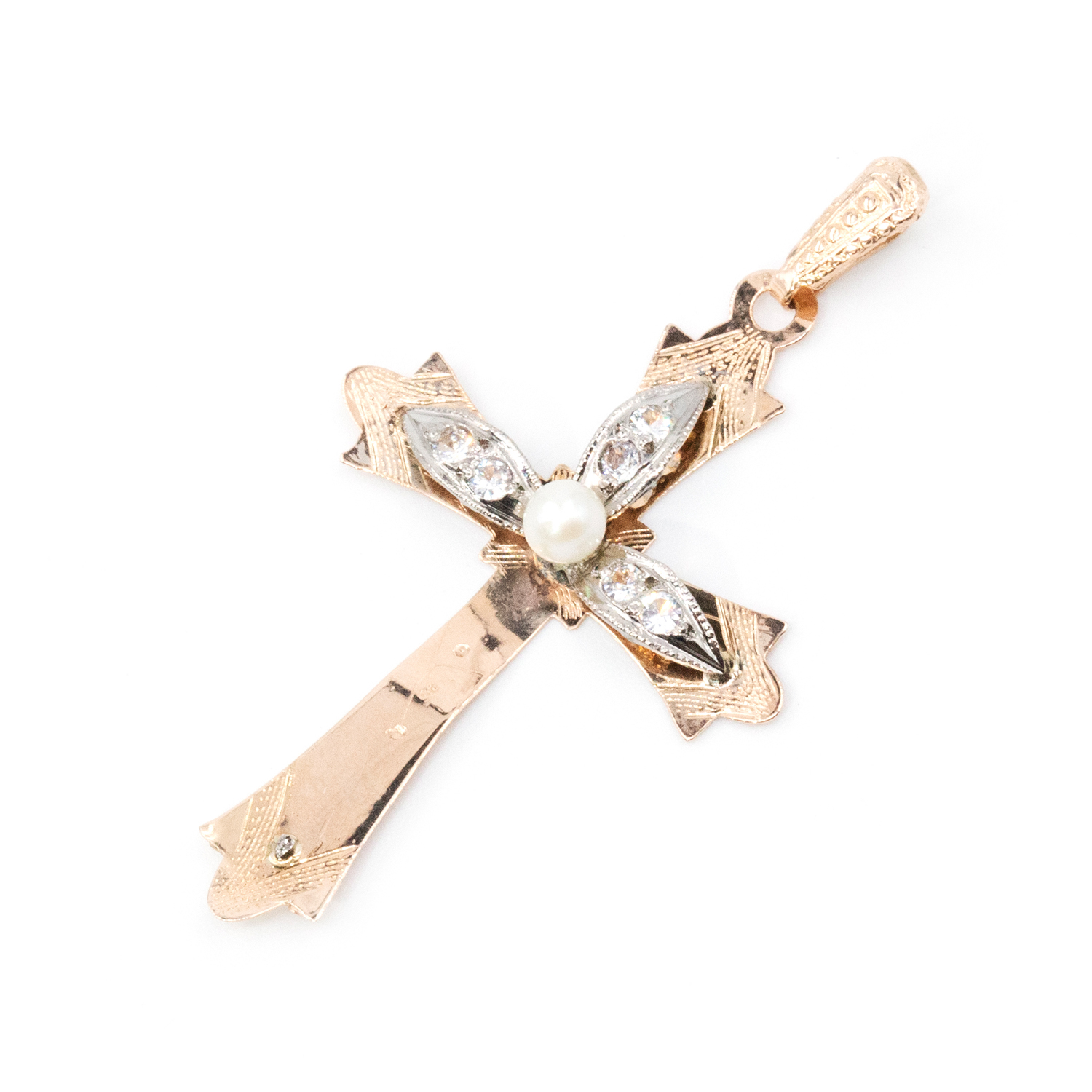 Pearl 18ct Gold Cross Pendant
