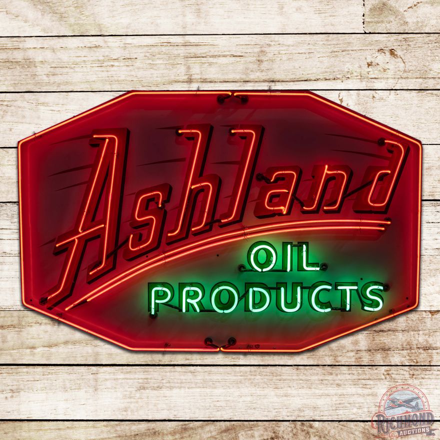 Ashland Oil Products Service Station 6' Single Sided Porcelain Neon Sign