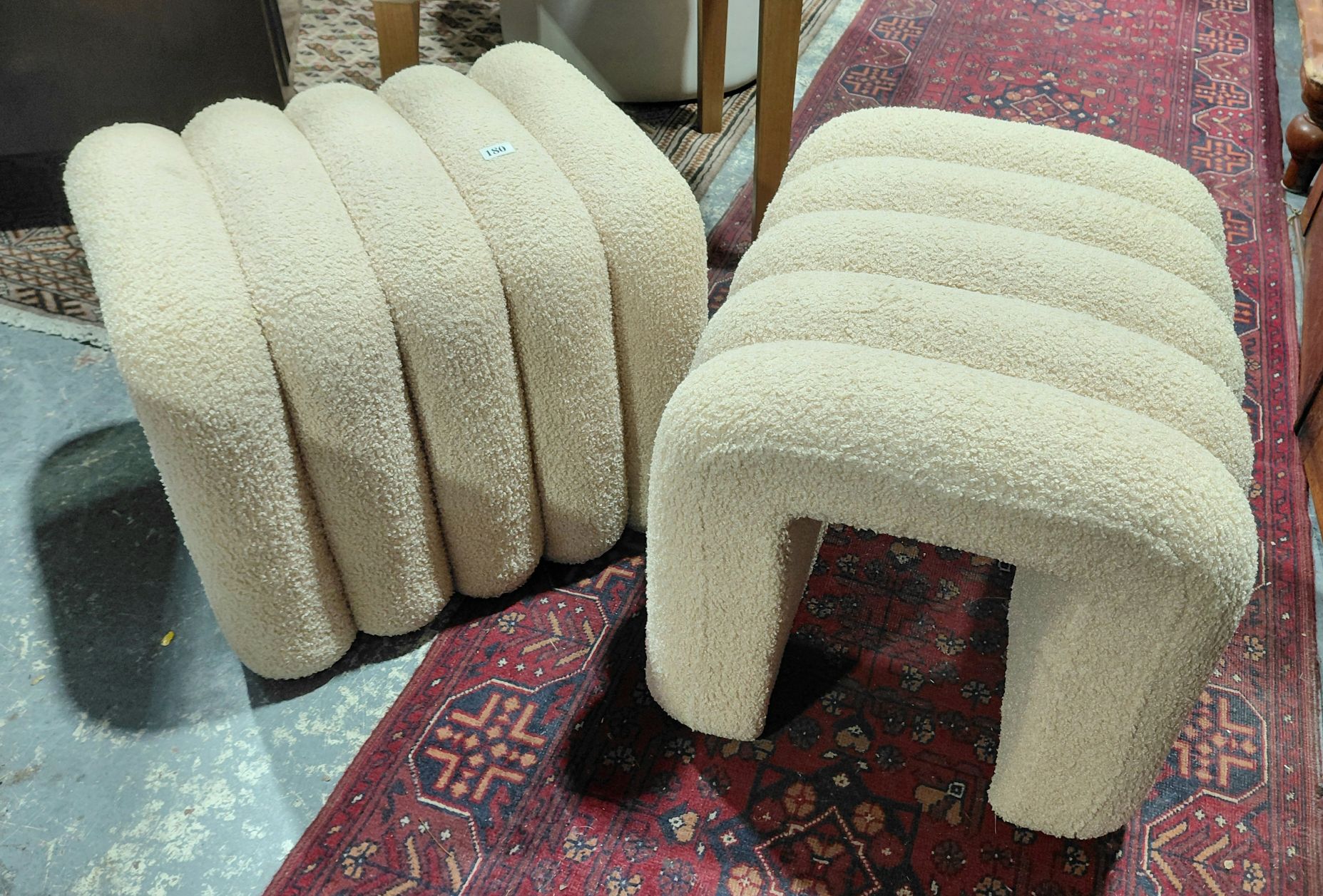 180 · PAIR OF MODERN BOUCLE STOOLS