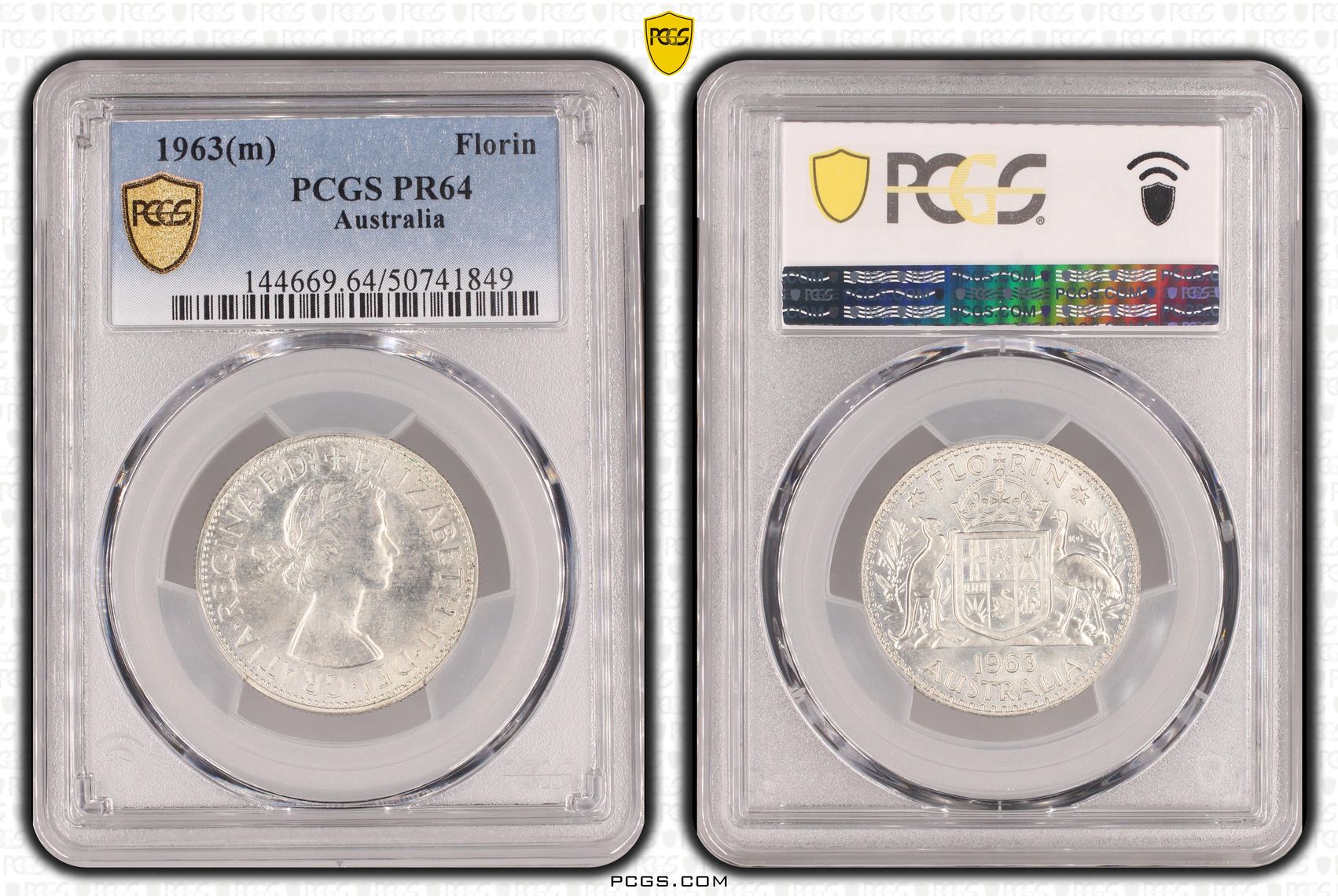 Elizabeth II, Florin, 1963(m), PCGS PR64
