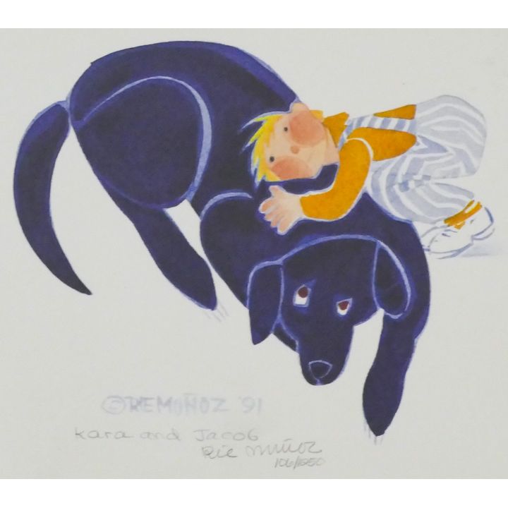 Rie Munoz "Kara & Jacob" 1991 Signed Print 8.75" x 10.25" Sheet.