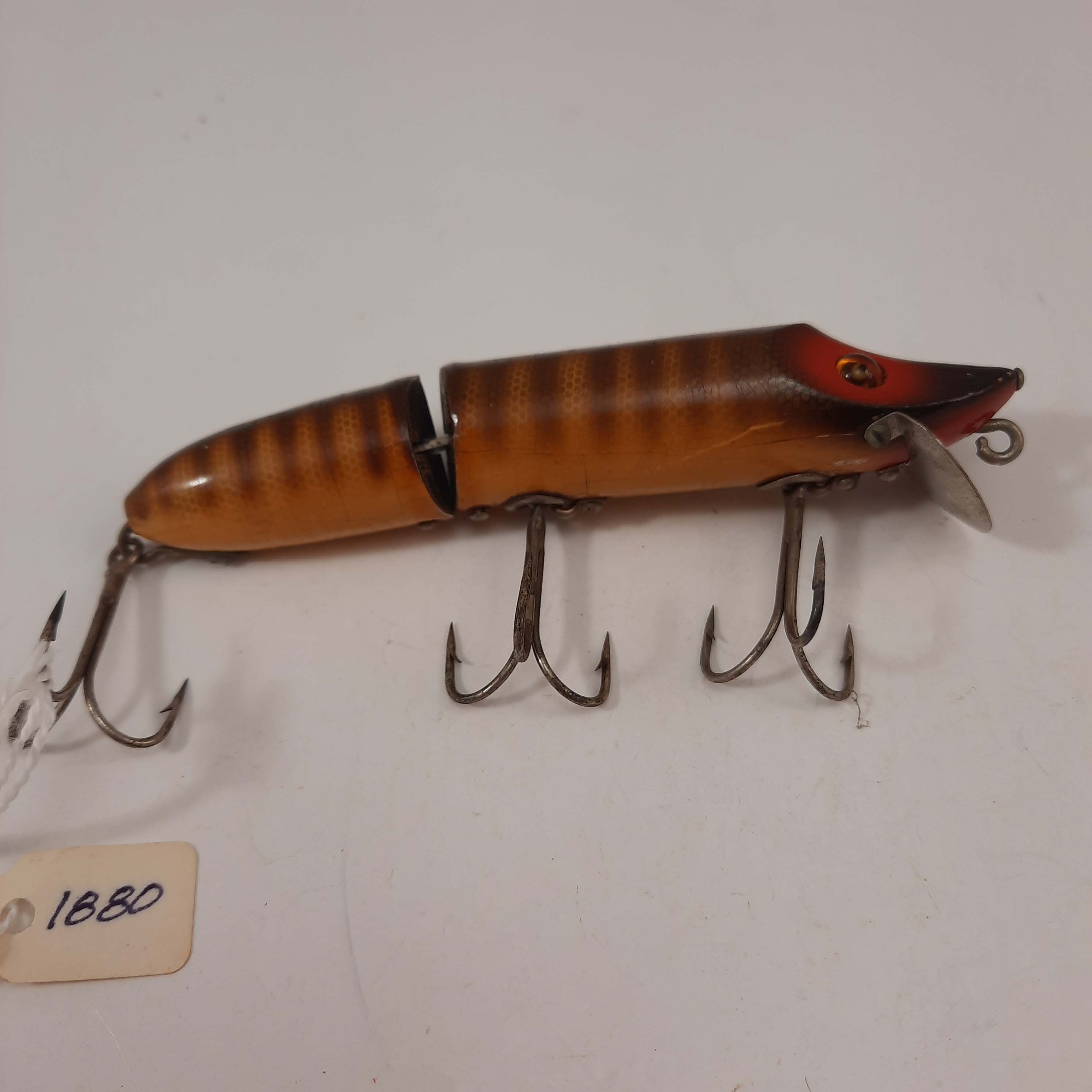 Vintage Antique Tackle Heddon Giant Vamp Wood Glass Eye Fishing
