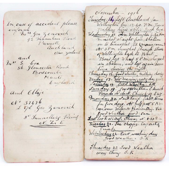 WORLD WAR ONE DIARIES AND EPHEMERA