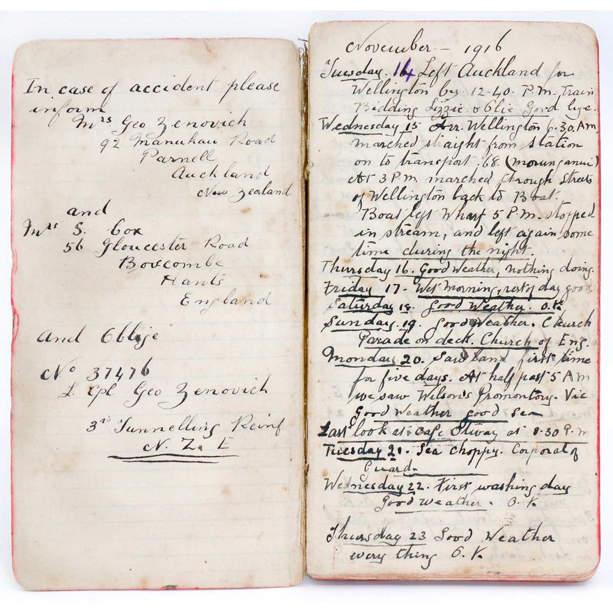 WORLD WAR ONE DIARIES AND EPHEMERA