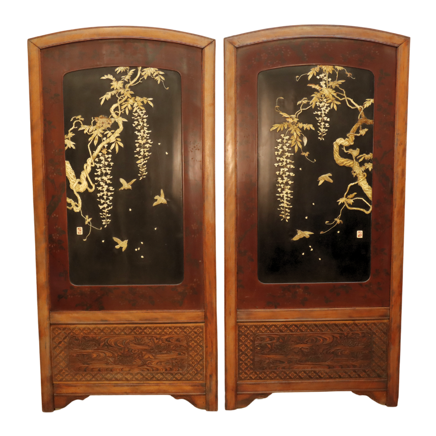 Par de Hojas de Biombo Oriental