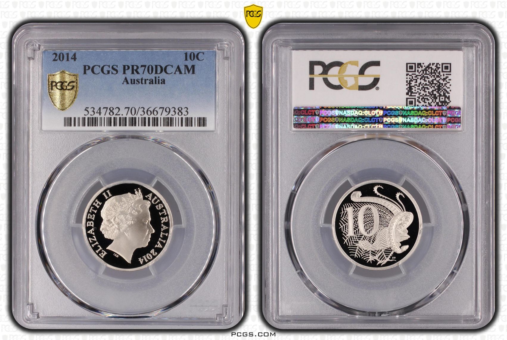 157 · 2014 Australia Ten Cent, 10c PCGS - PR70DCAM POP 51/0 -383