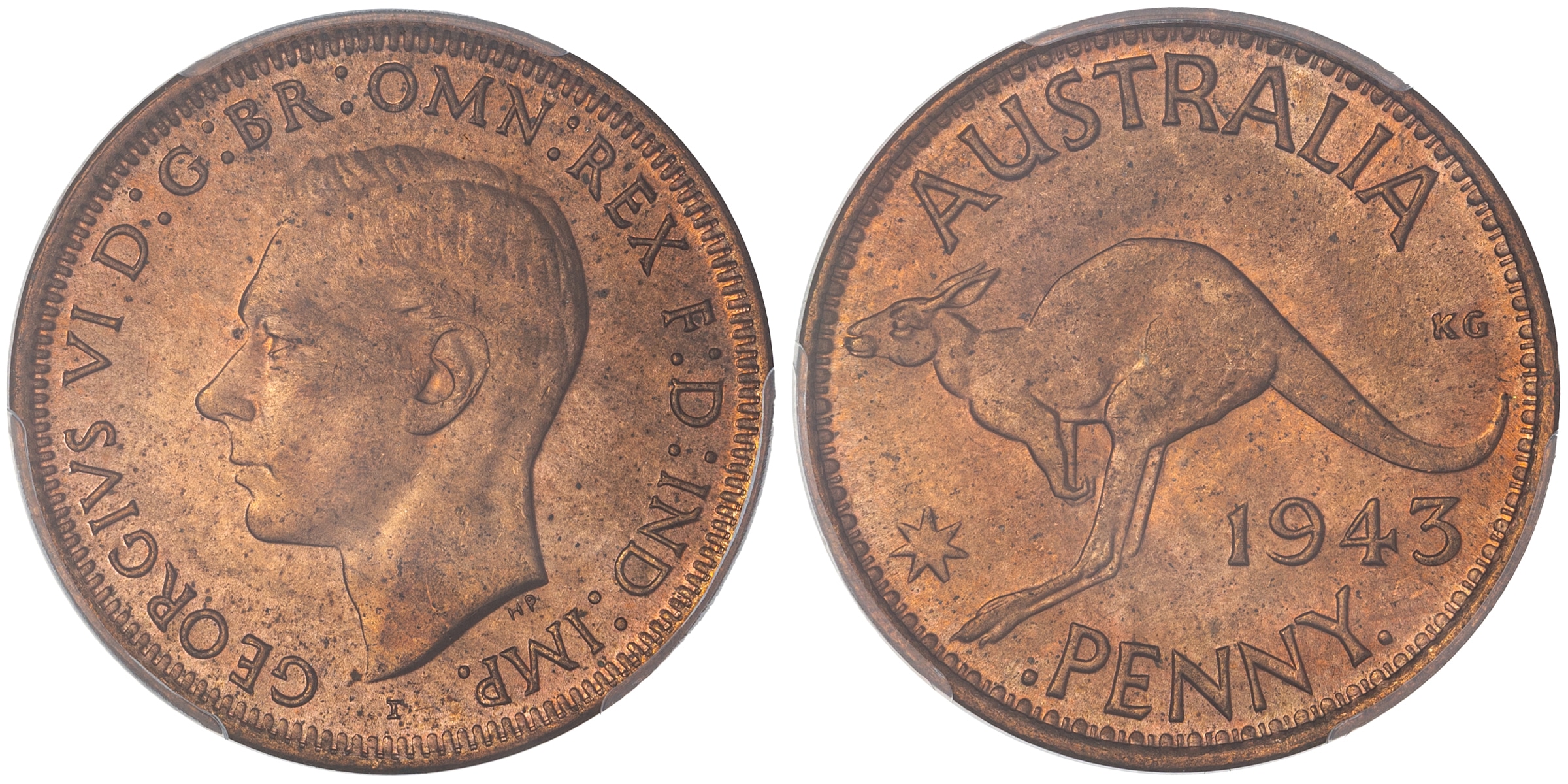 George VI, Penny, 1943-I, PCGS MS64RD