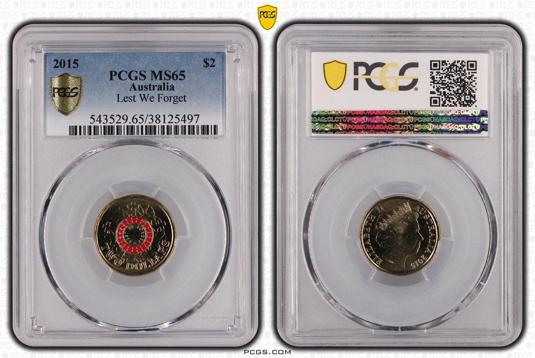 Lest We Forget, Two Dollar, 2015, PCGS MS65
