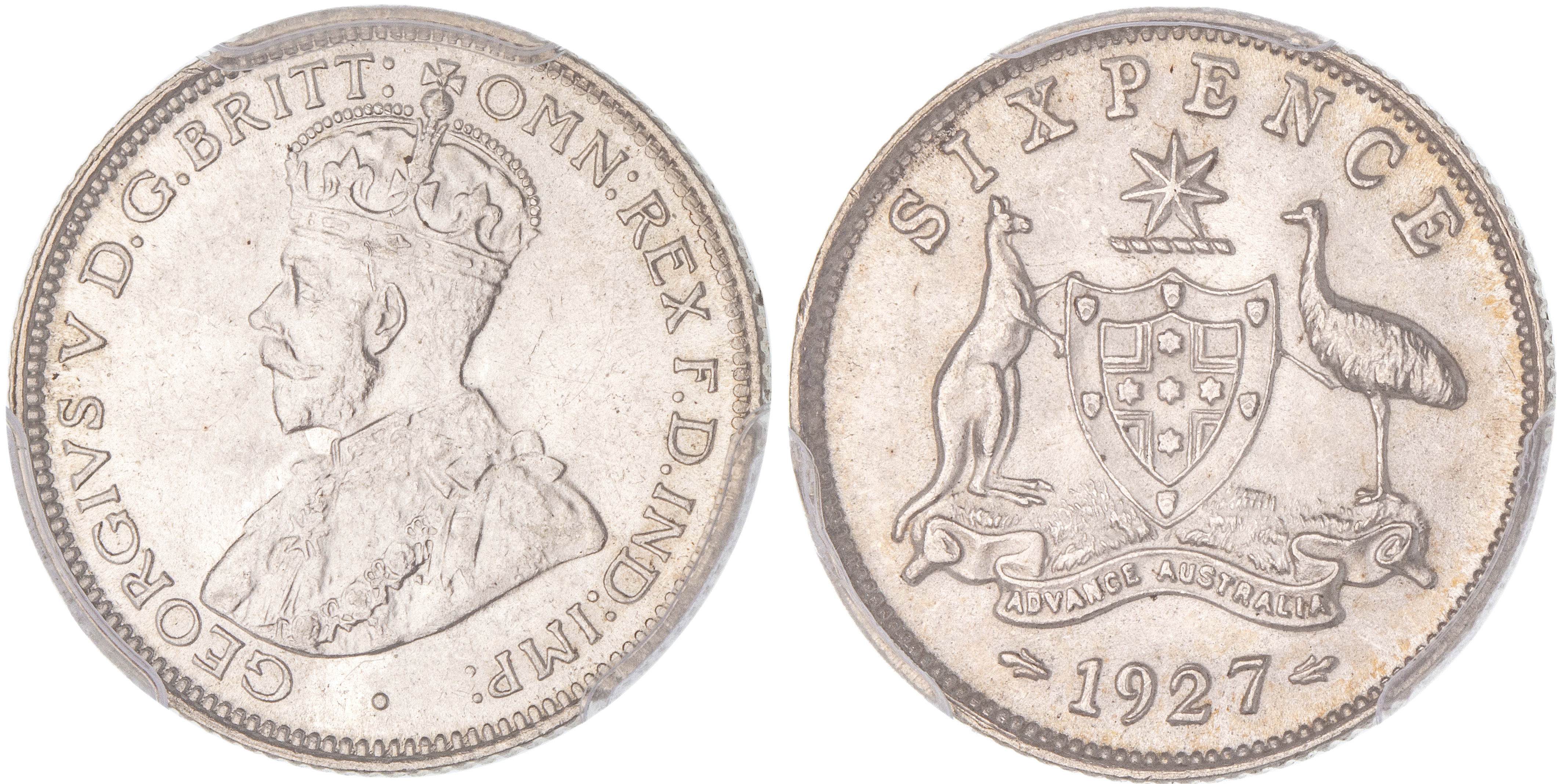 George V, Sixpence, 1927, PCGS MS 64