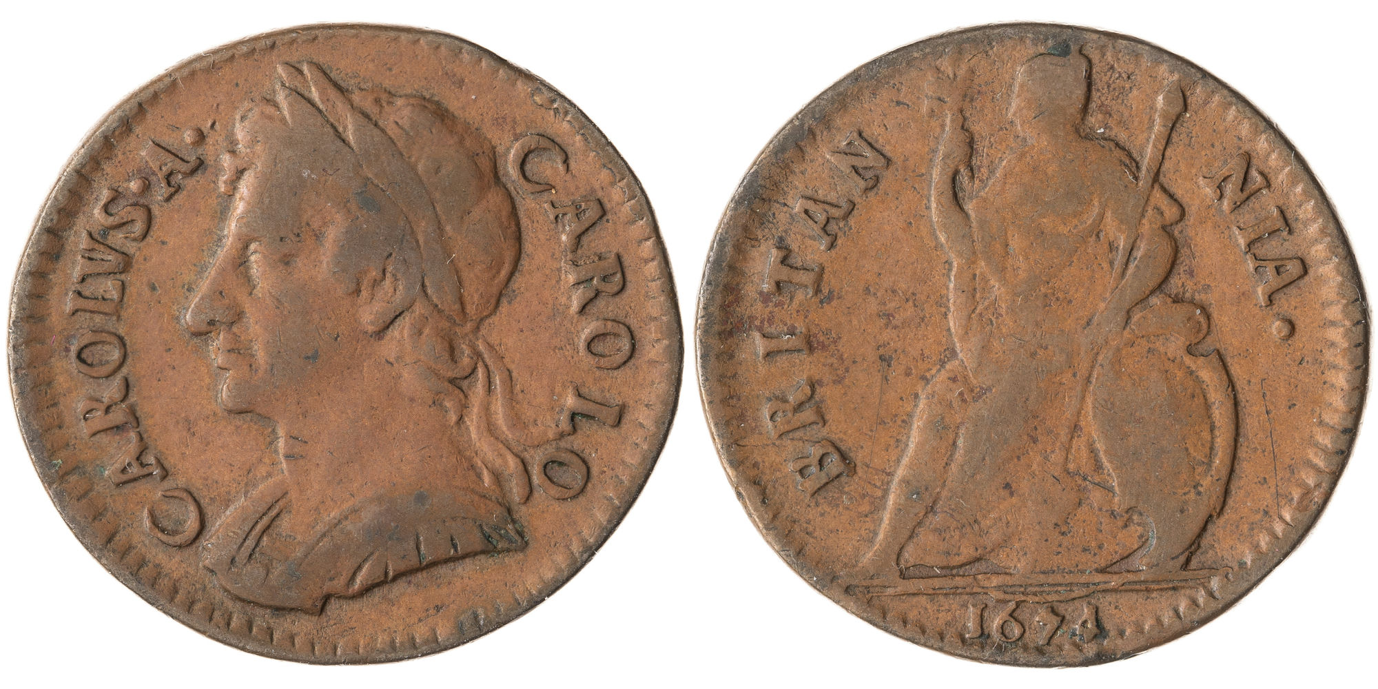 Great Britain, Charles II, Farthing, 1674, VG - aF