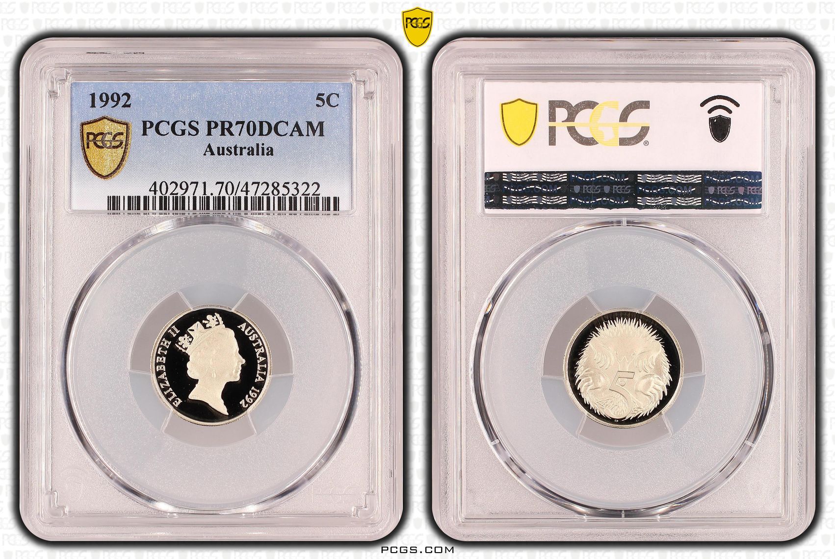 Elizabeth II, Five Cent, 1992, PCGS PR70DCAM