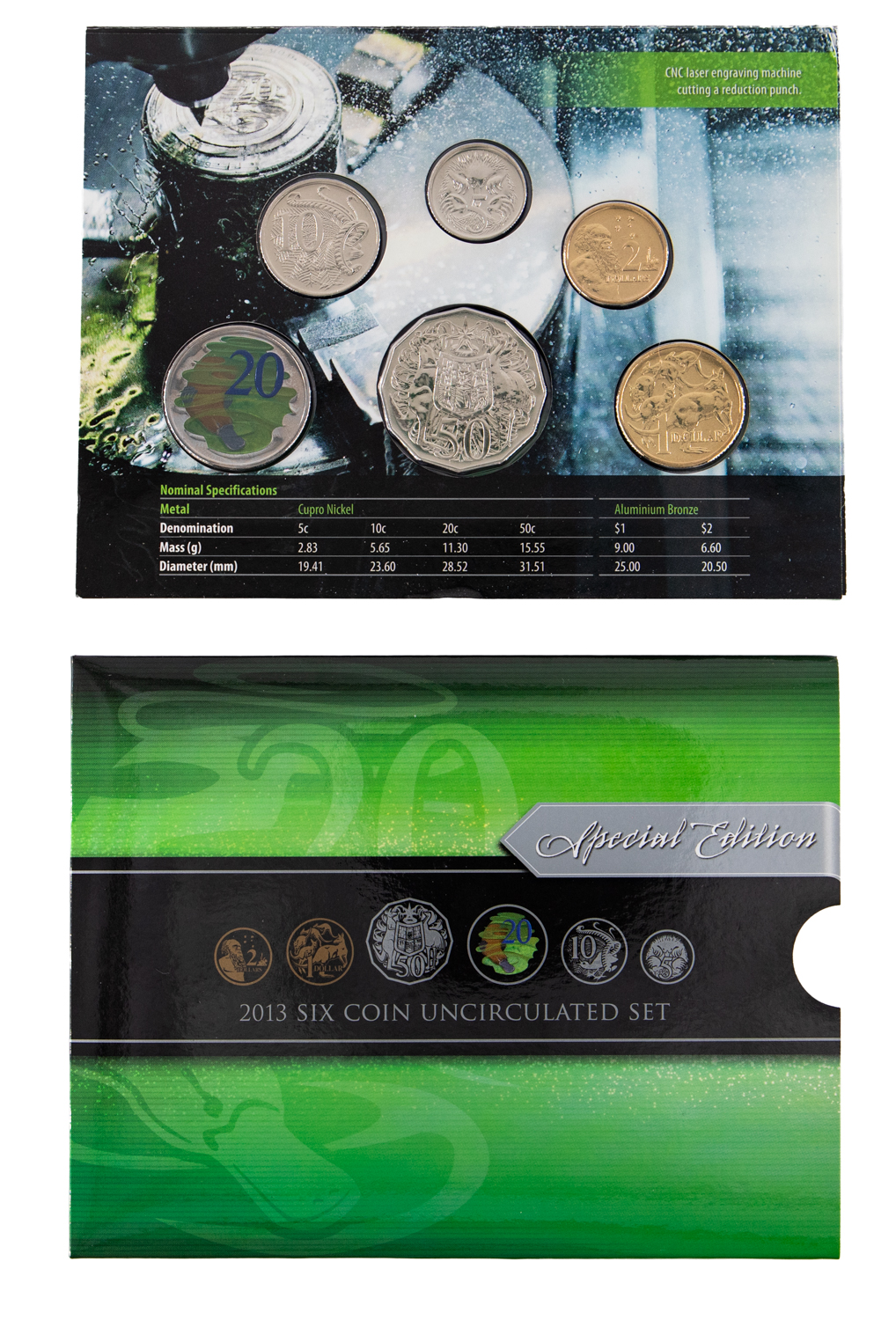 Elizabeth II, Special Edition Colourised, Five Cents - Two Dollars, 2013, UNC