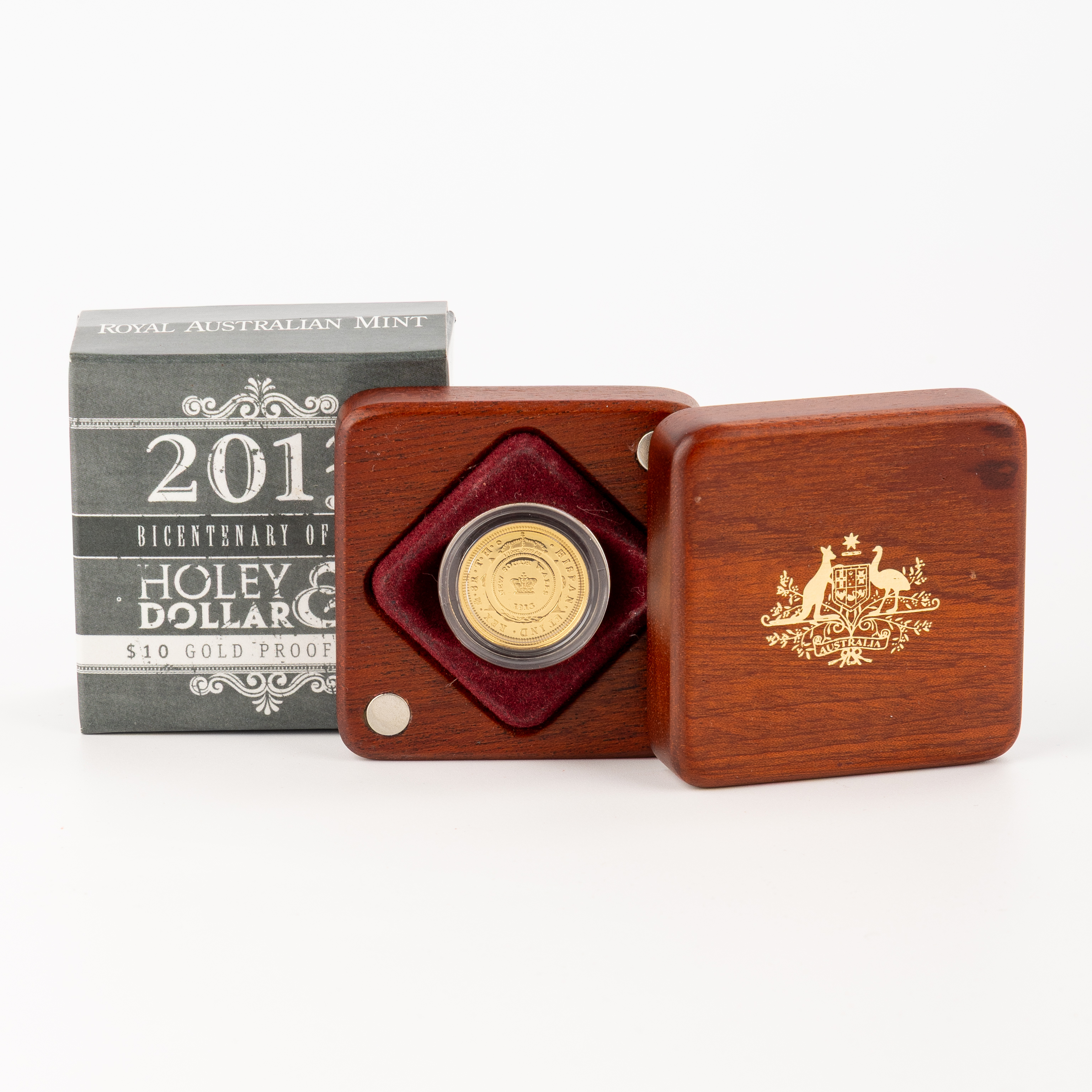 28 · Holey Dollar and Dump Anniv. 1/10oz Gold Proof, Ten Dollars, 2013