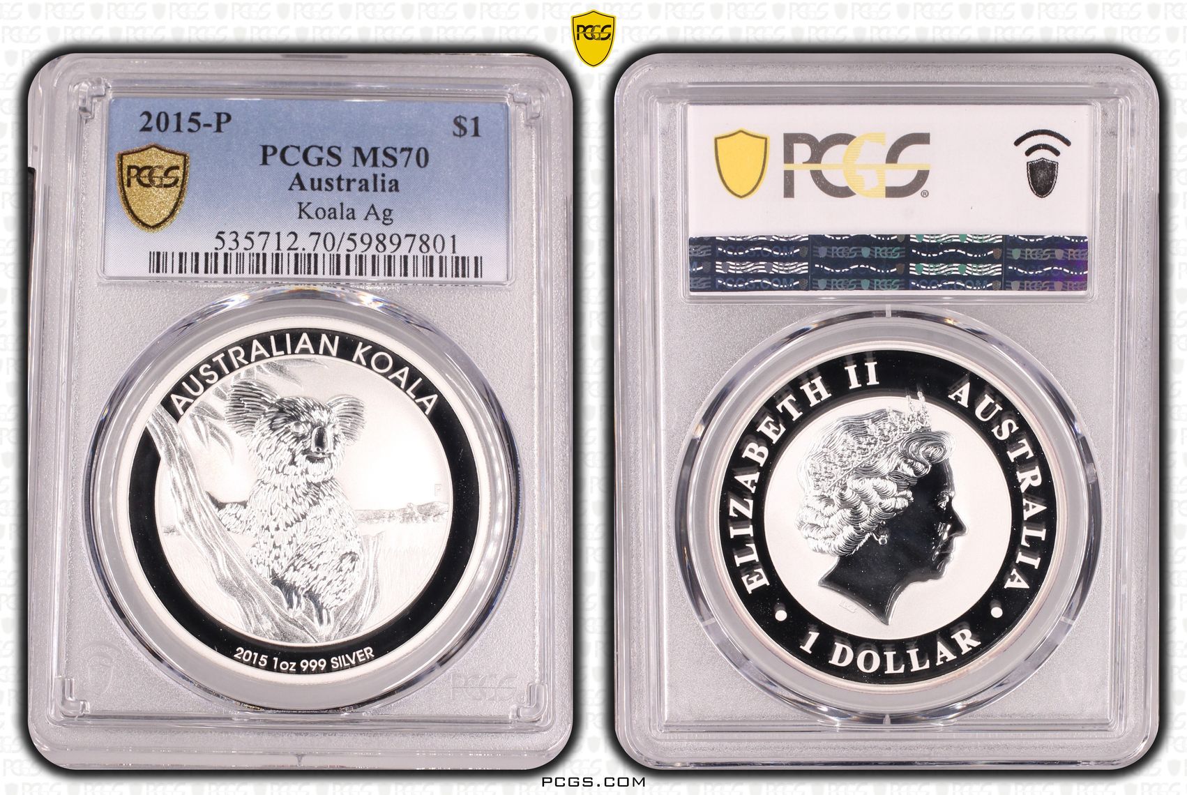 Koala Silver, One Dollar, 2015-P, PCGS MS70