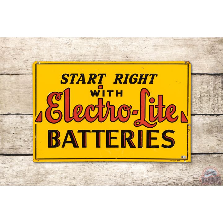 Electro-Lite Batteries Embossed Tin Rack Sign TAC 8.5