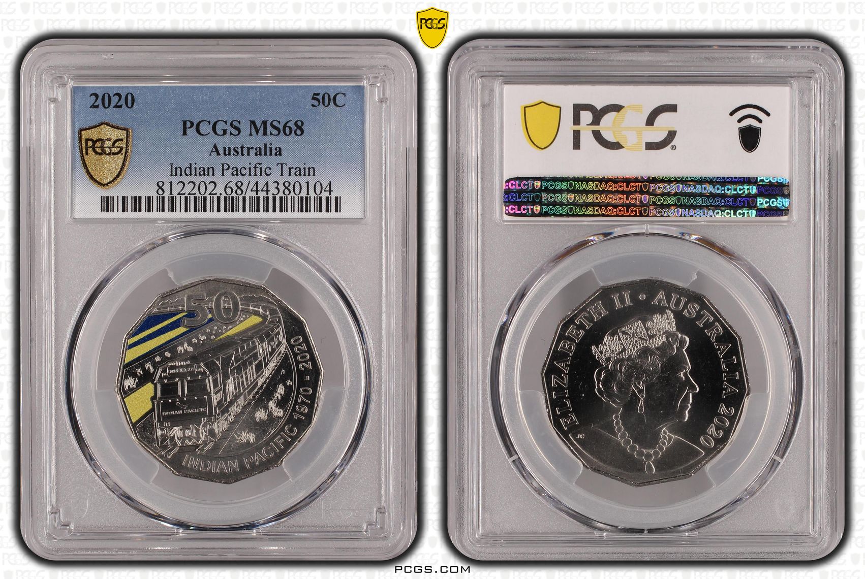 Indian Pacific Train Colorized , Fifty Cent, 2020, PCGS MS68
