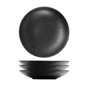 Elegant Caviar Black Stoneware Dinner Plate Pasta Plate 12 Inch Set of 3 |