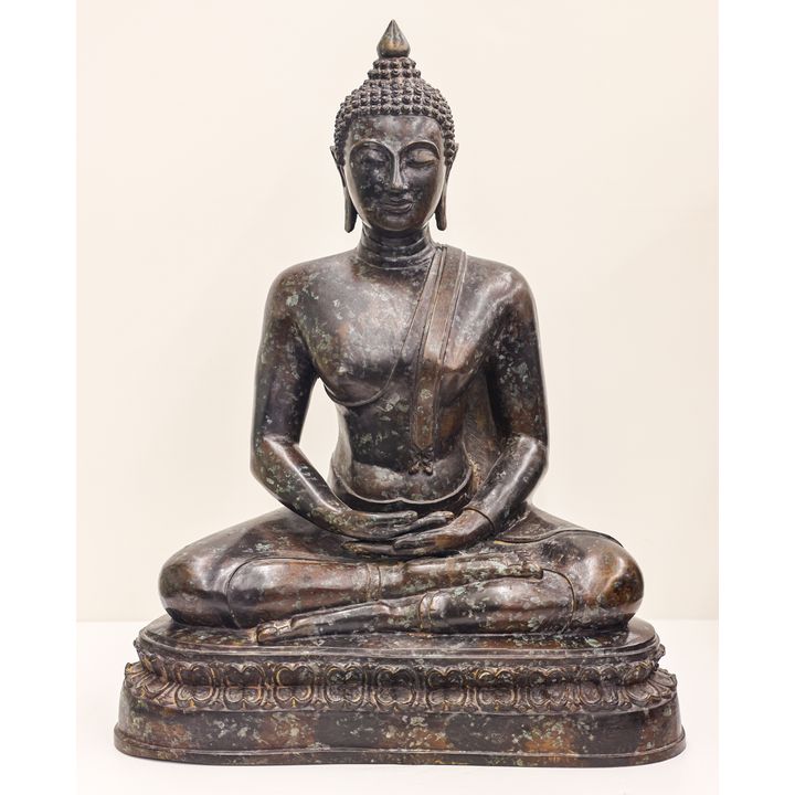 Thai Bronze Seated Buddha on Throne
