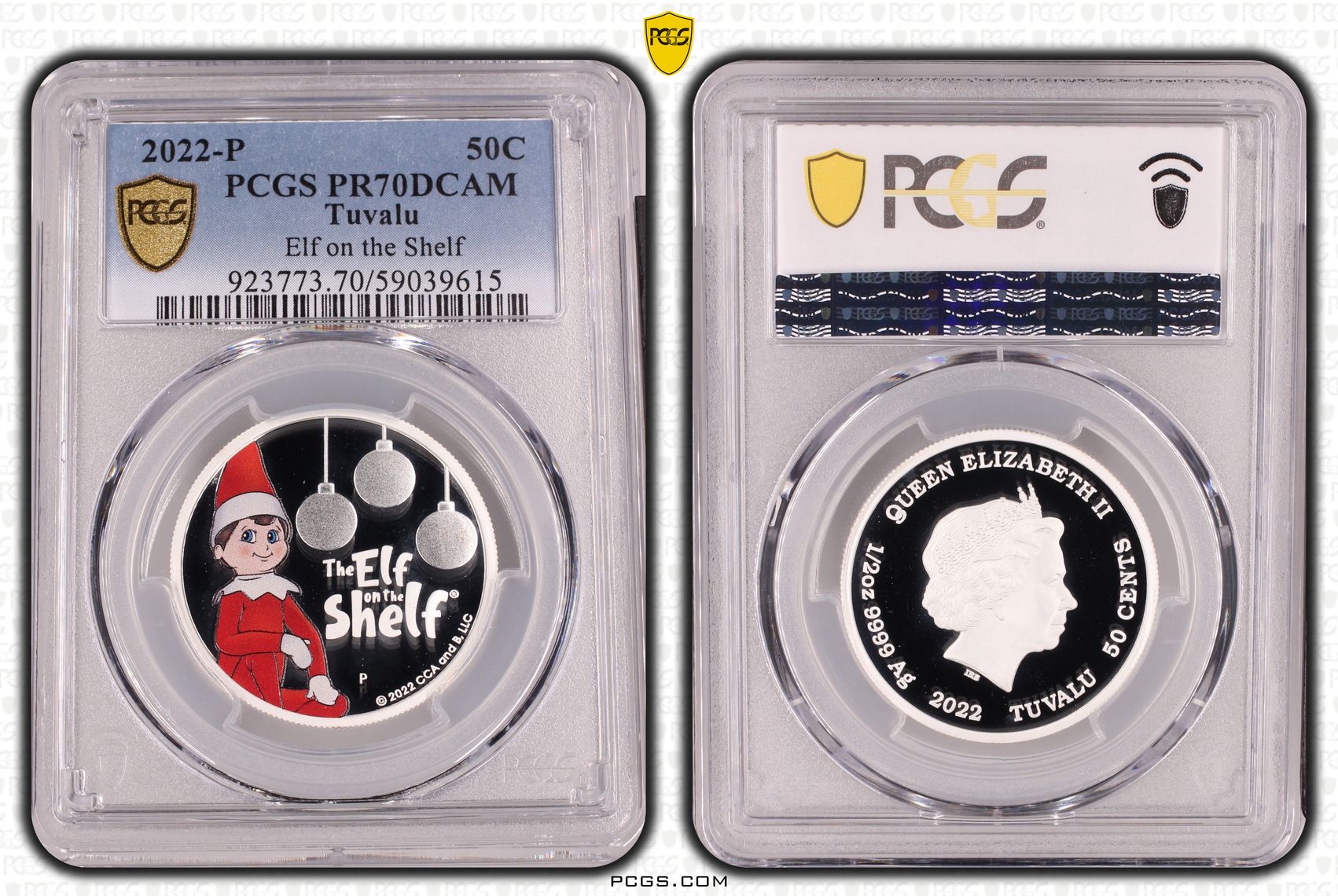 Tuvalu, Elf on the Shelf, POP 4/0, Fifty Cent, 2022-P, PCGS PR70DCAM