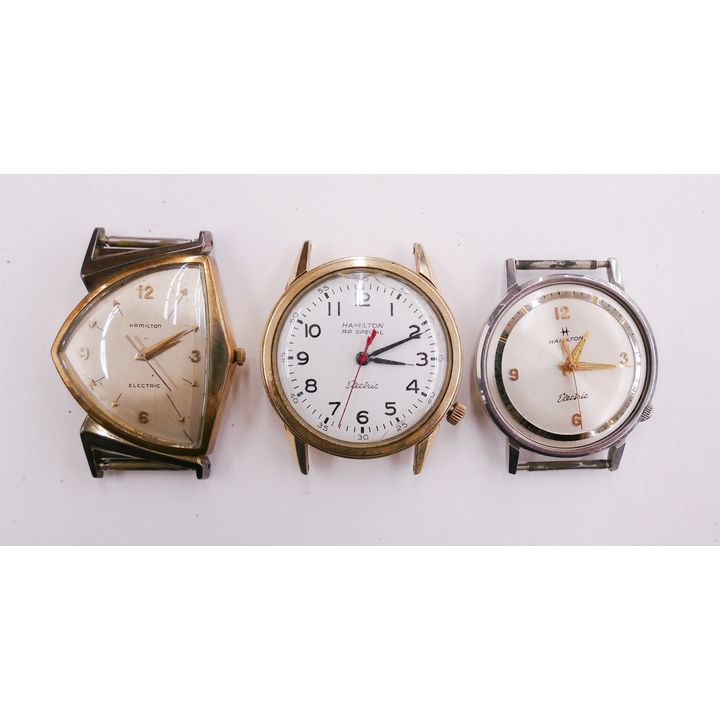 3pc Vintage Hamilton Electric Mens Wrist Watches. Includes RR Special. One missing crystal. Not tested.