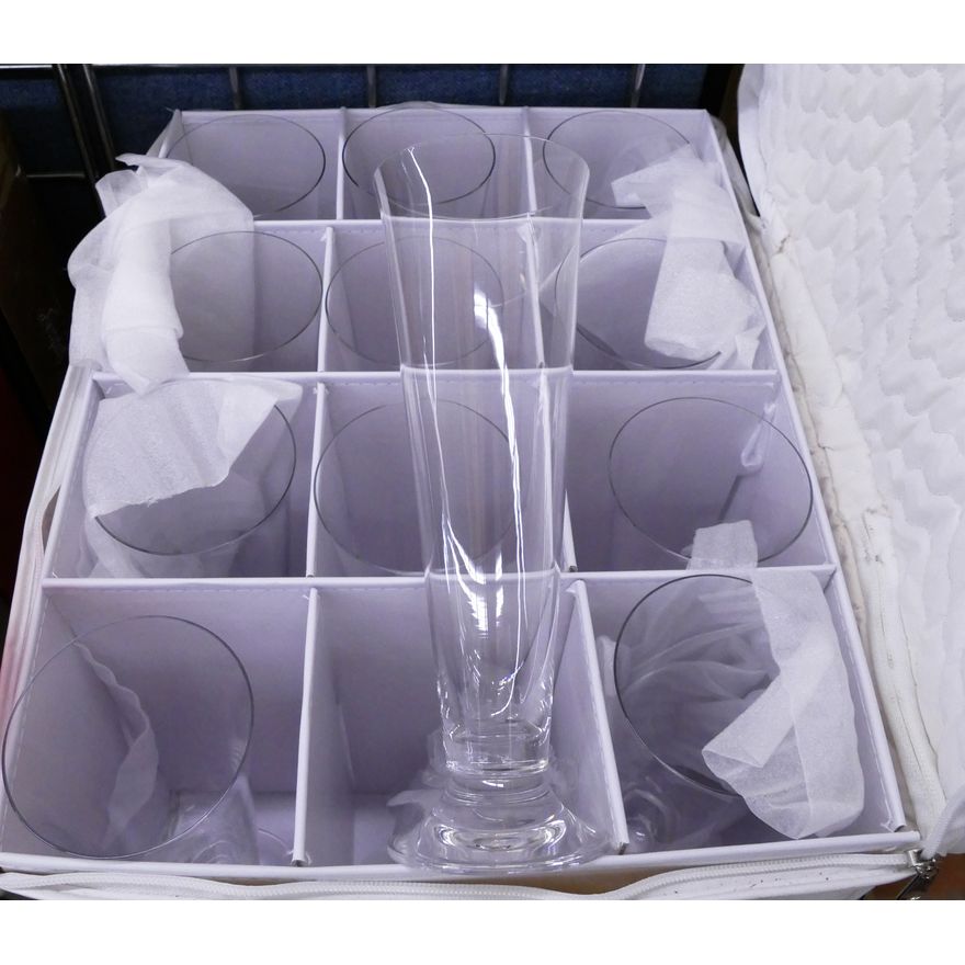 Set 12pc Lenox Crystal Pilsners in Case- 9.5''