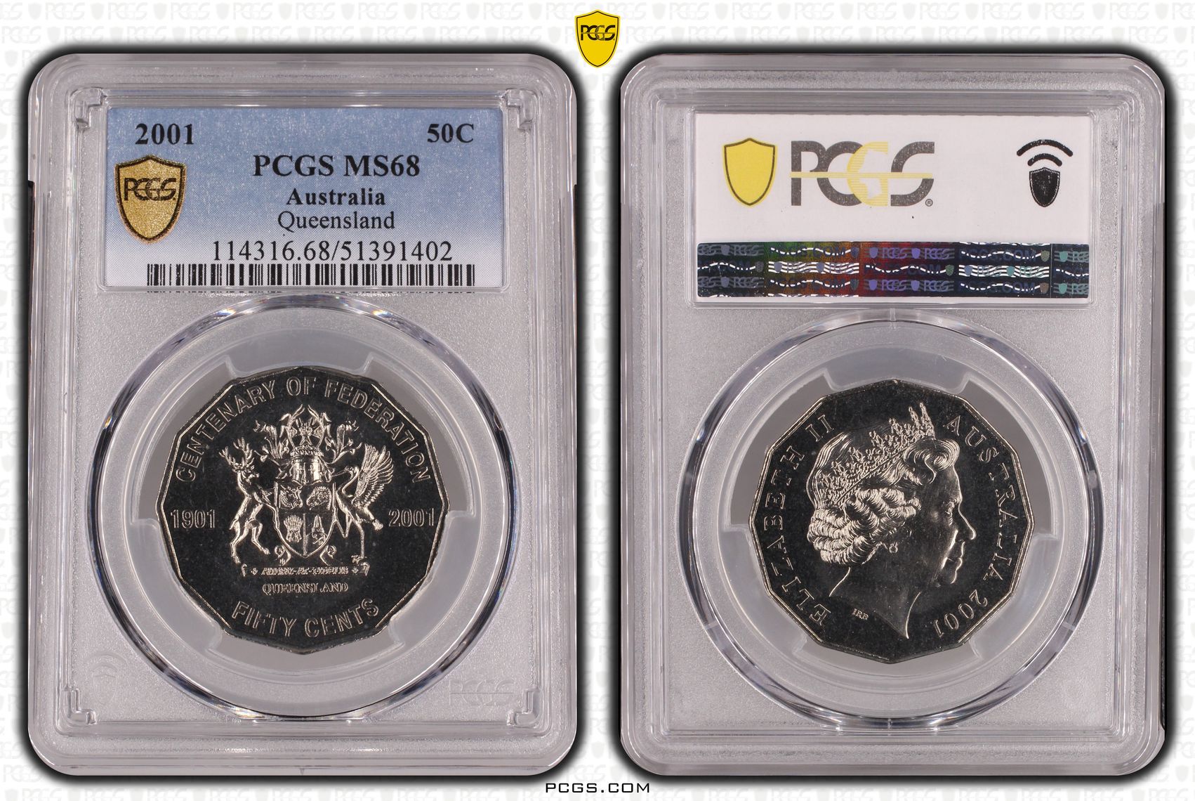Queensland, POP 19/0, Fifty Cent, 2001, PCGS MS68