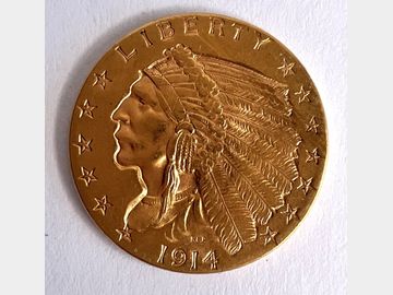 1914 UNITED STATES OF AMERICA GOLD $2.5 DOLLAR INDIAN HEAD COIN