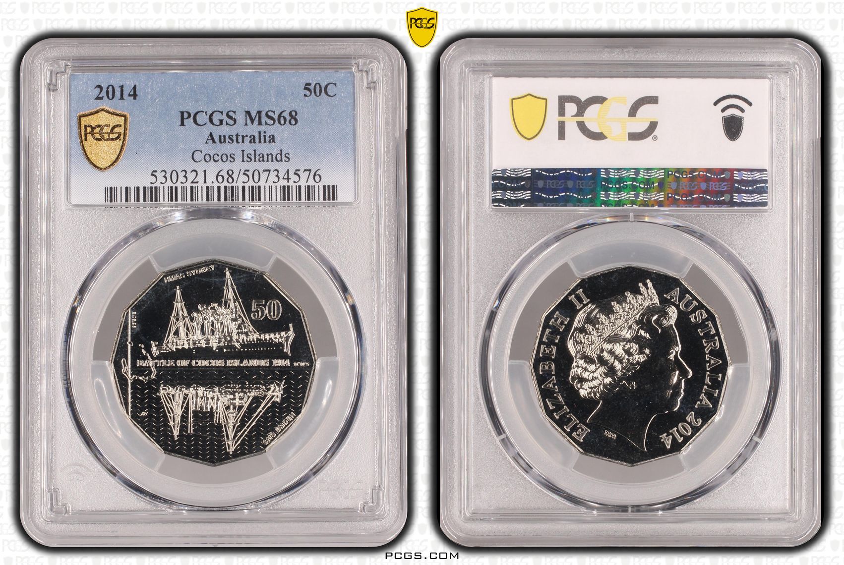 Cocos Islands, Fifty Cent, 2014, PCGS MS68
