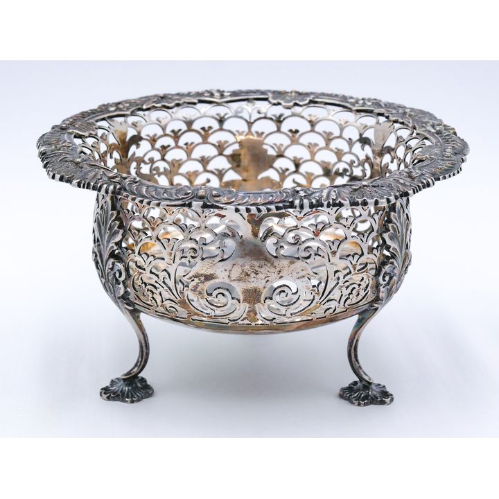 English Hallmark Sterling Silver Footed Basket 6''x3.5'' - 334g